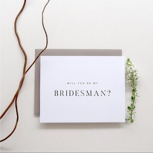 NWT Bridesman Proposal Card and Envelope “Will you be my Bridesman?” Blank Card